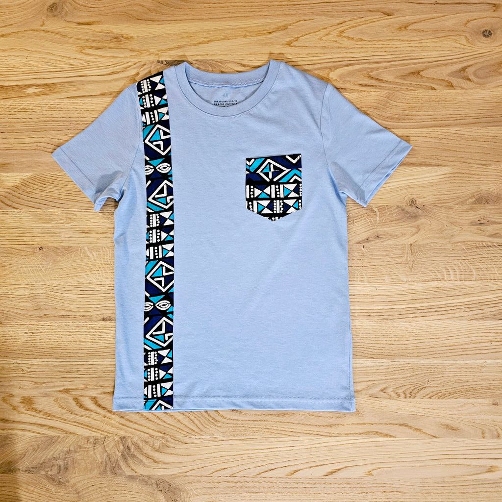 Kids T-shirt with African Ankara Print Detail | 100% cotton