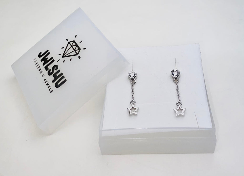 Oorhangers met circel en staafje aan ketting Zilver JE040S